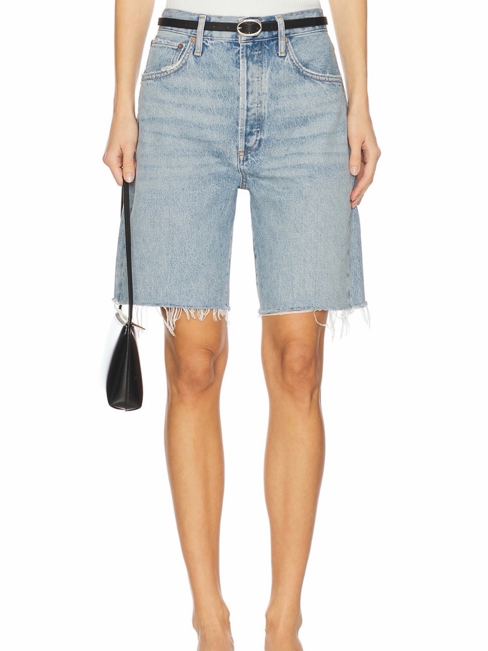 AGOLDE 90s Bermuda Denim Shorts Force Wash Raw Hem Size 24